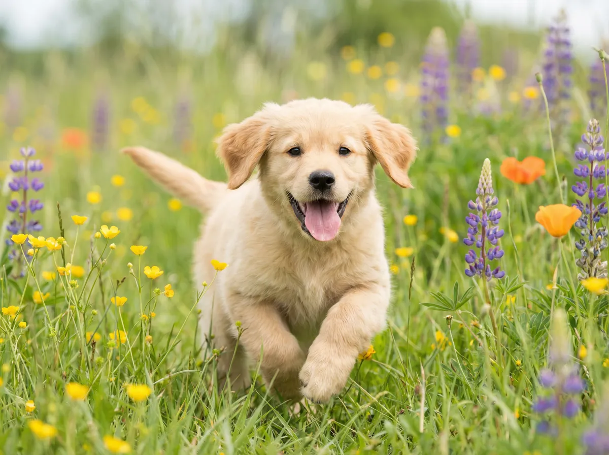 金毛幼犬草地奔跑 - 动物频道 宠物短视频